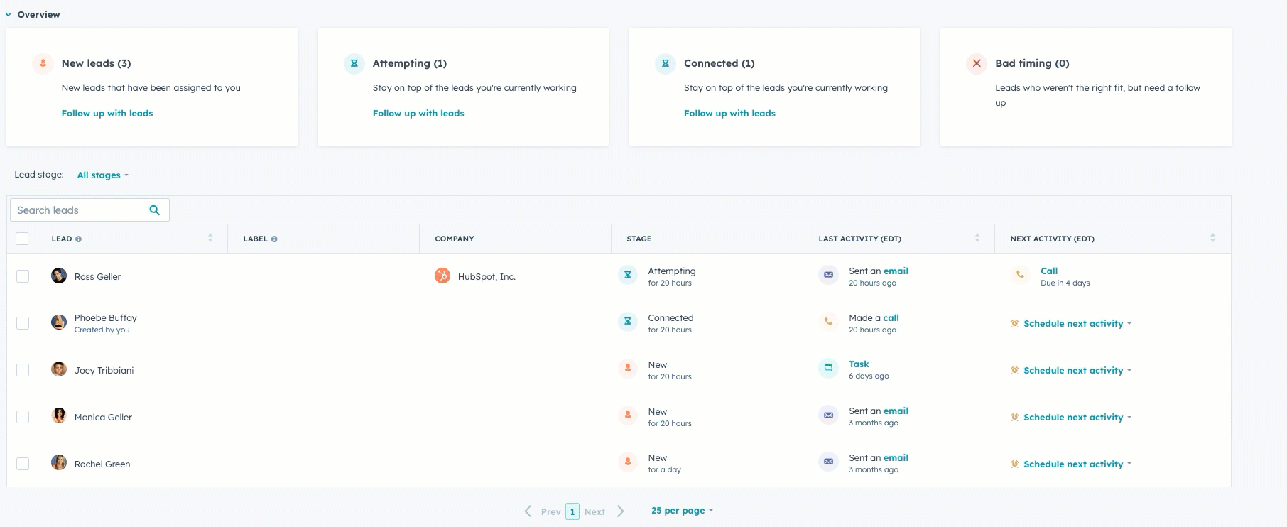 HubSpot leads management 1